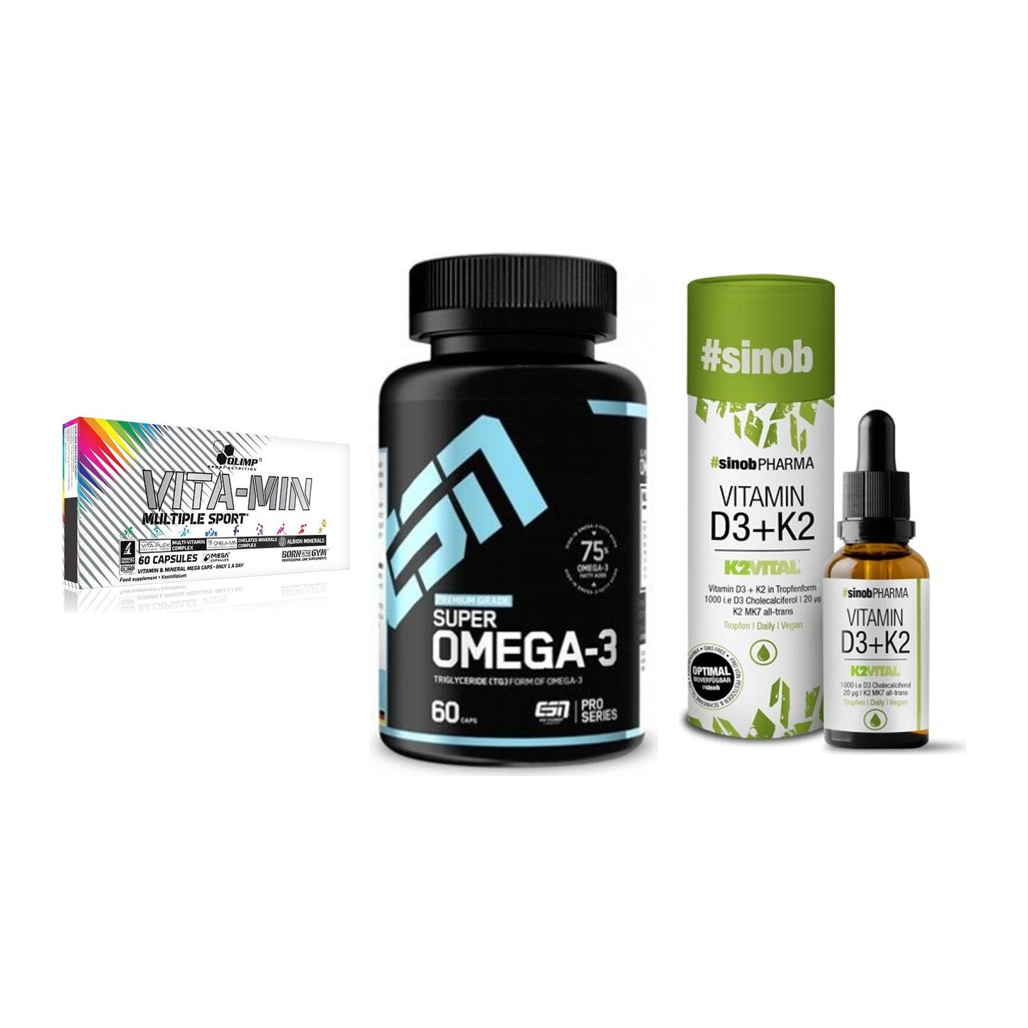 Grundversorgung: Olimp Vita-Min + ESN Omega 3 + Sinob Vitamin – alle enthaltenen Artikel