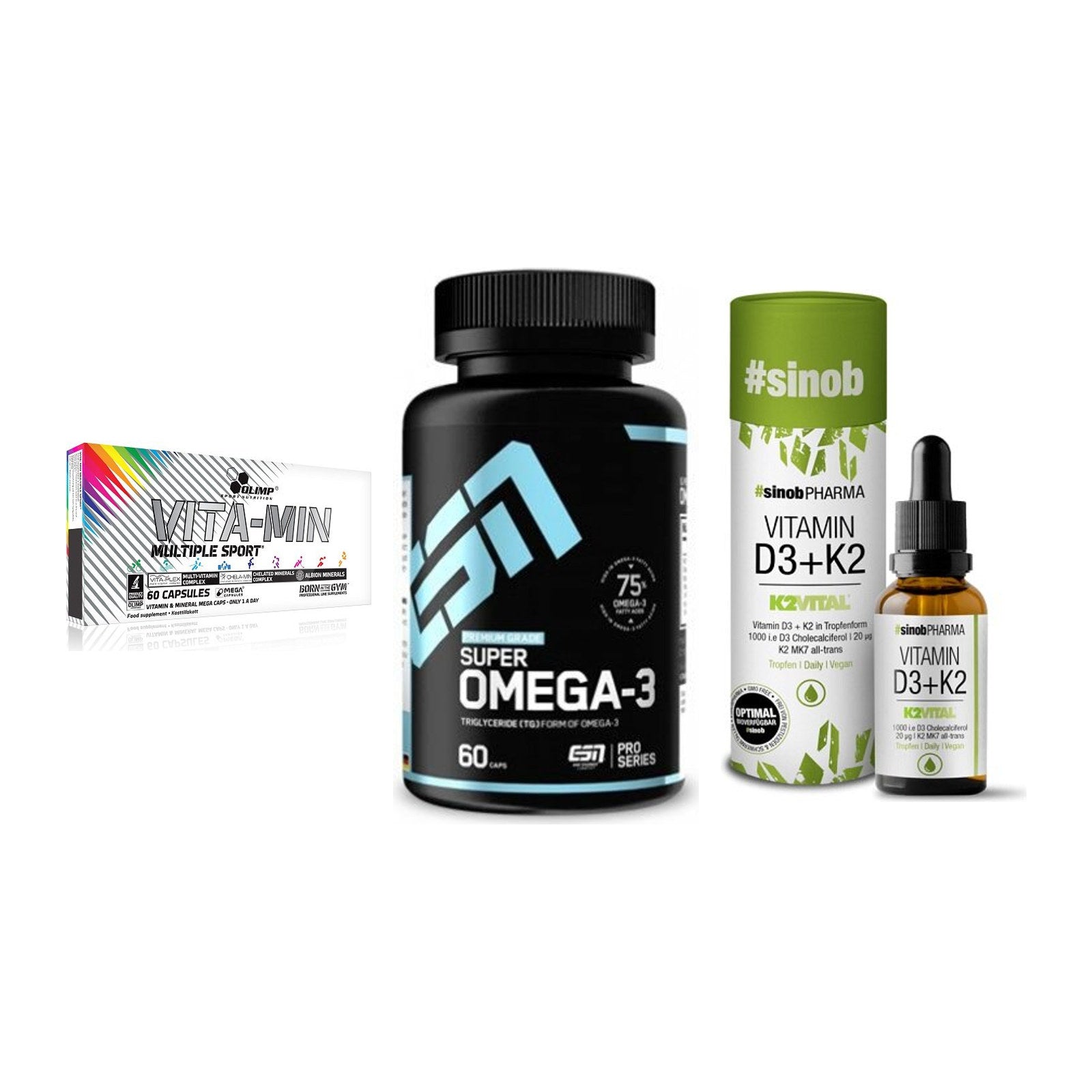 Grundversorgung: Olimp Vita-Min + ESN Omega 3 + Sinob Vitamin – alle enthaltenen Artikel