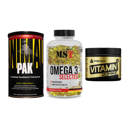 Grundversorgung: Universal + MST Omega 3 + Peak Vitamin – alle enthaltenen Artikel