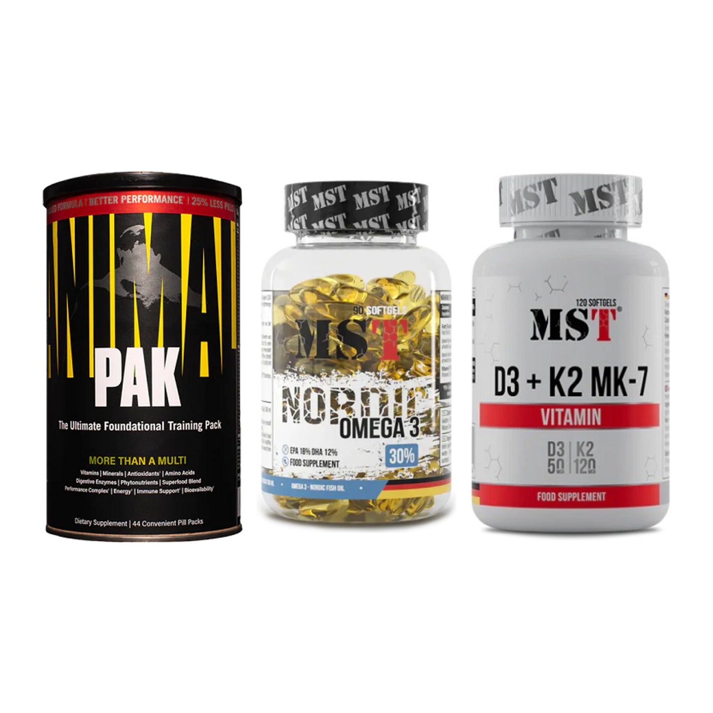 Grundversorgung: Universal + MST Omega 3 + MST Vitamin D3 – alle enthaltenen Artikel