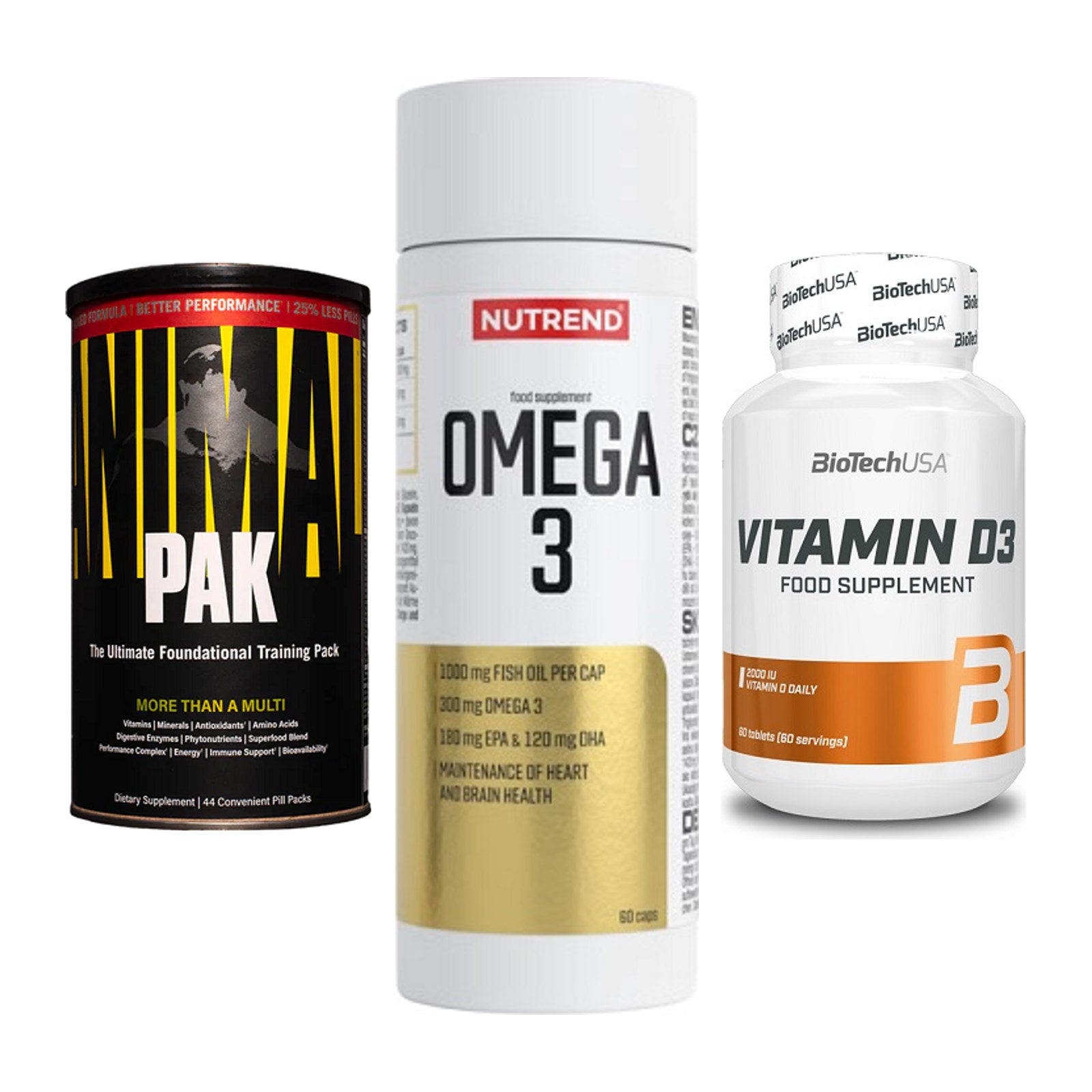 Grundversorgung: Universal + Nutrend Omega 3 + BioTech Vitamin – alle enthaltenen Artikel