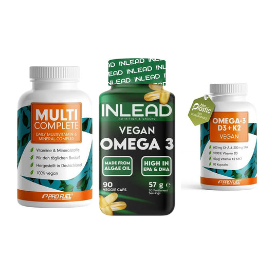 Grundversorgung: ProFuel MULTI + INLEAD Vegan + ProFuel Omega 3 – alle enthaltenen Artikel