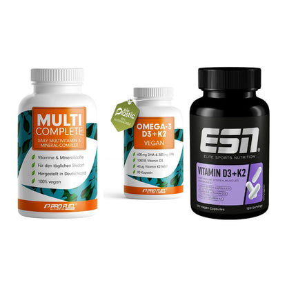 Grundversorgung: ProFuel MULTI + ProFuel Omega 3 + ESN Vitamin D3 – alle enthaltenen Artikel