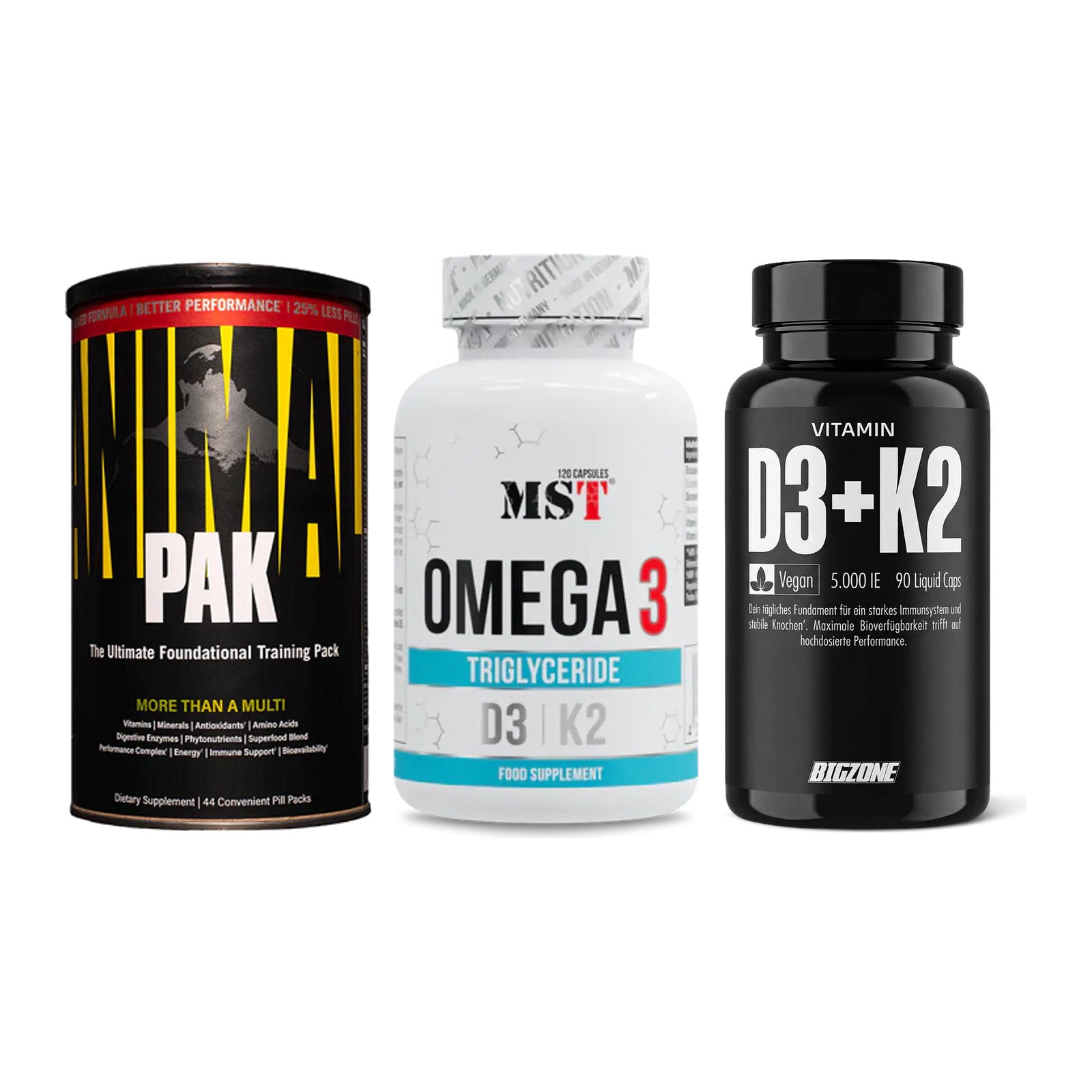 Grundversorgung: Universal + MST Omega 3 500 + Big Zone – alle enthaltenen Artikel