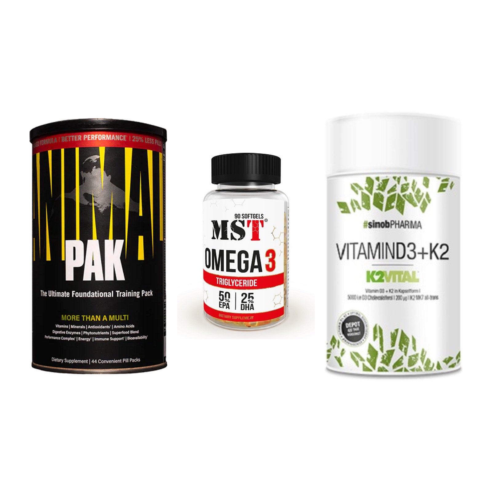 Grundversorgung: Universal + MST Omega 3 + Sinob Vitamin – alle enthaltenen Artikel