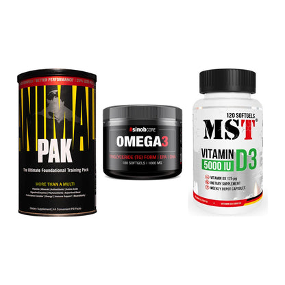 Grundversorgung: Universal + Sinob Omega 3 + MST Vitamin D3 – alle enthaltenen Artikel