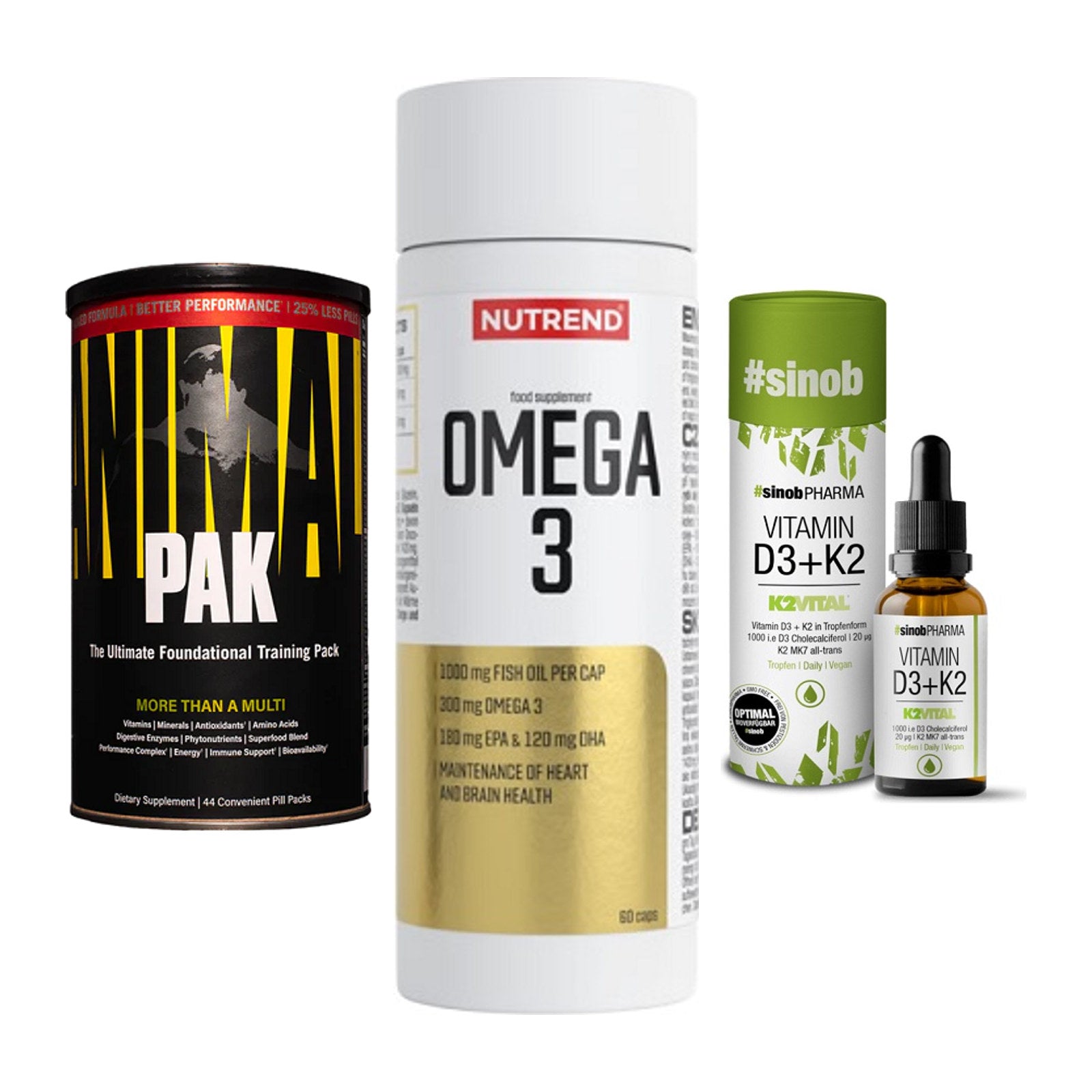 Grundversorgung: Universal + Nutrend Omega 3 + Sinob Vitamin – alle enthaltenen Artikel