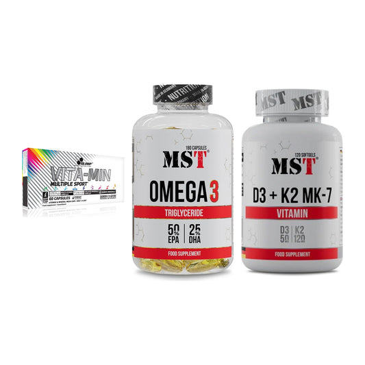 Grundversorgung: Olimp Vita-Min + MST Omega 3 + MST Vitamin D3 – alle enthaltenen Artikel