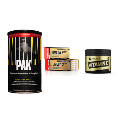 Grundversorgung: Universal + Nutrend Omega 3 + Peak Vitamin D – alle enthaltenen Artikel