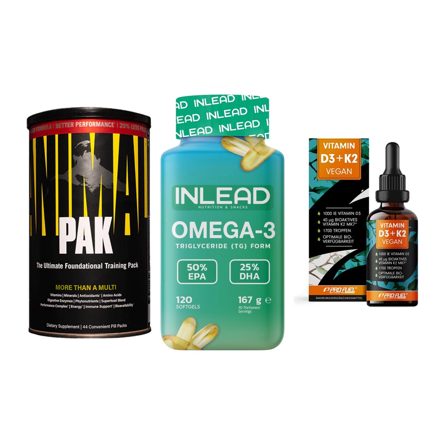 Grundversorgung: Universal + INLEAD Omega-3 + ProFuel Vitamin – alle enthaltenen Artikel