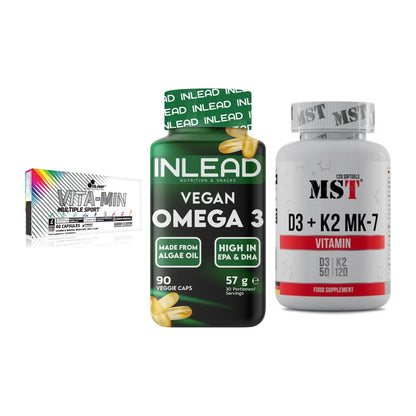 Grundversorgung: Olimp Vita-Min + INLEAD Vegan + MST Vitamin D3 – alle enthaltenen Artikel