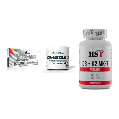 Grundversorgung: Olimp Vita-Min + NNT Omega 3 + MST Vitamin D3 – alle enthaltenen Artikel
