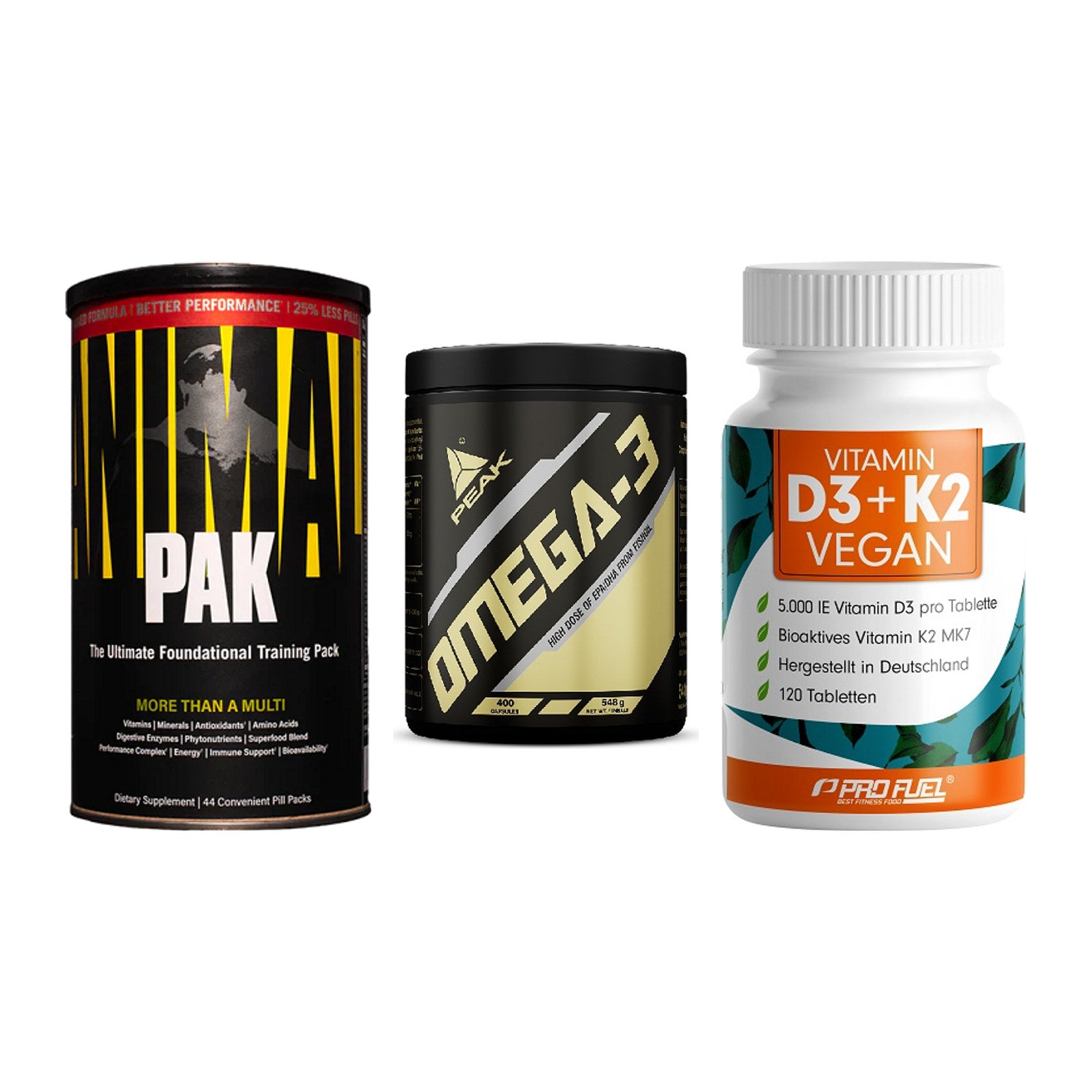Grundversorgung: Universal + Peak Omega-3 + ProFuel Vitamin – alle enthaltenen Artikel