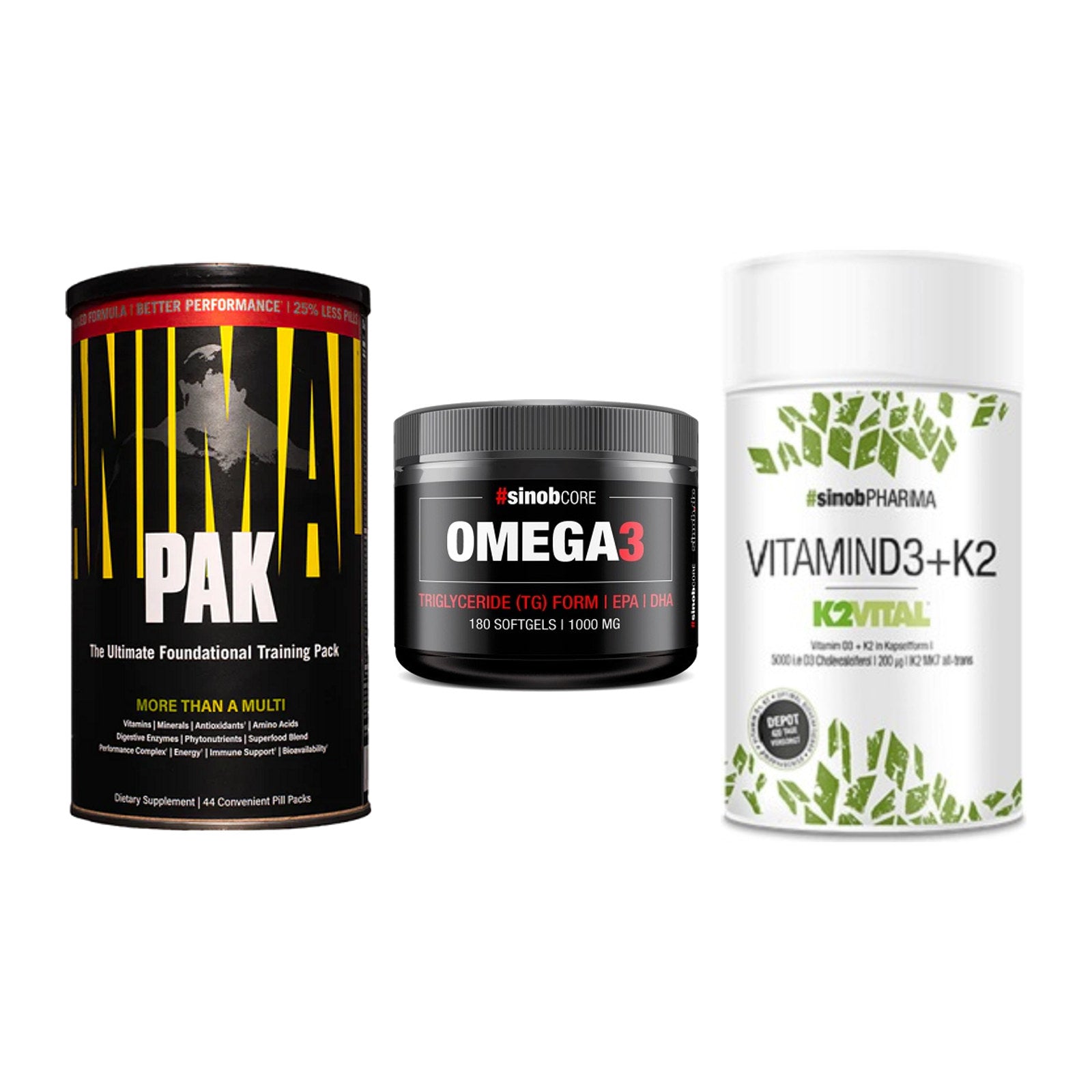 Grundversorgung: Universal + Sinob Omega 3 + Sinob Vitamin – alle enthaltenen Artikel