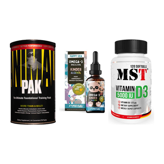 Grundversorgung: Universal + ProFuel OMEGA-3 + MST Vitamin D3 – alle enthaltenen Artikel