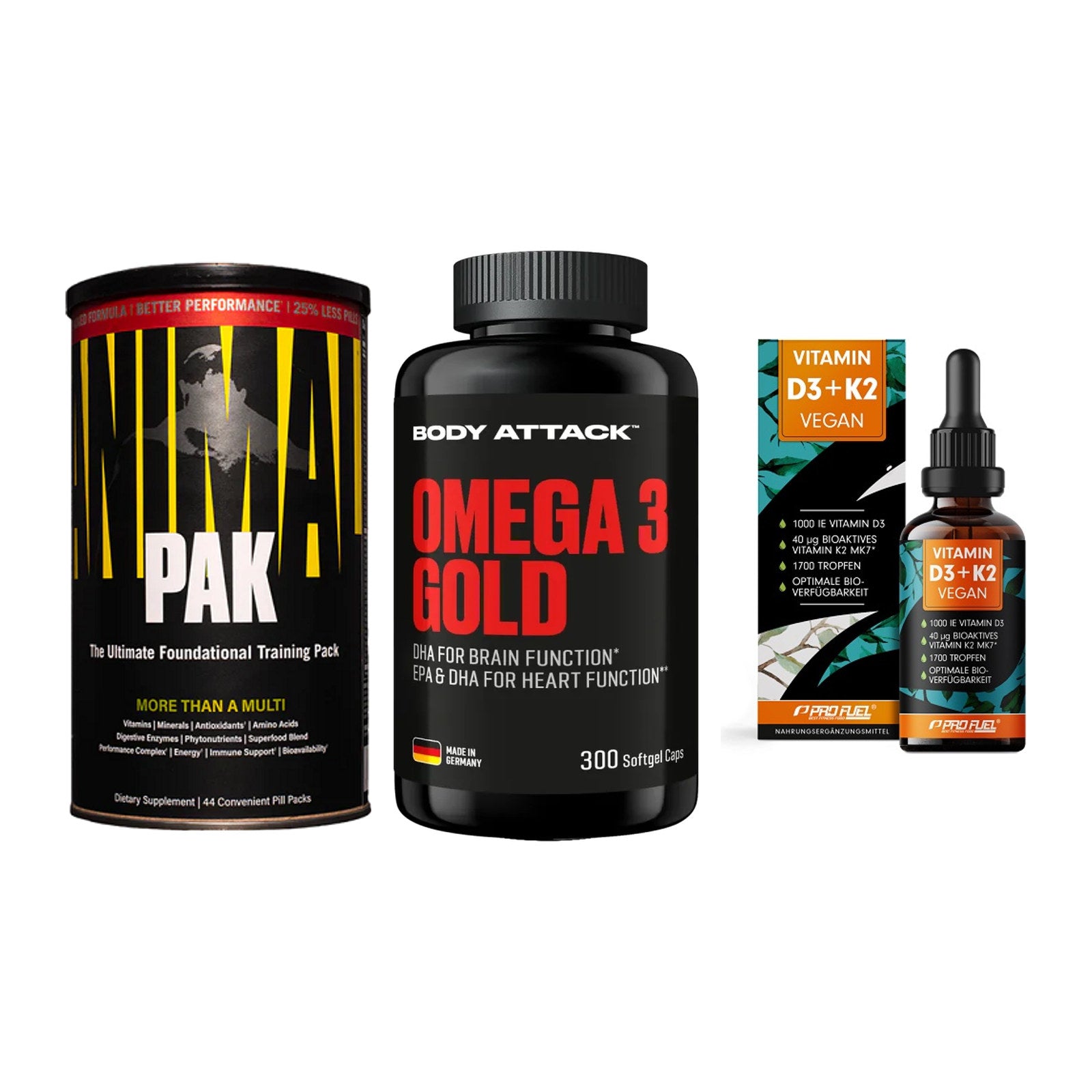 Grundversorgung: Universal + Body Attack + ProFuel Vitamin – alle enthaltenen Artikel
