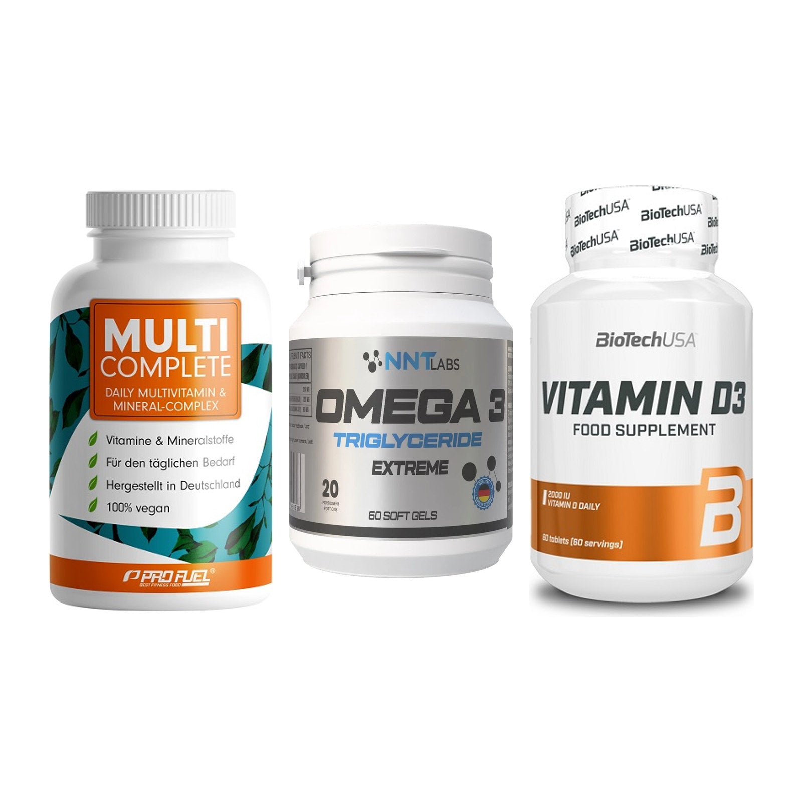 Grundversorgung: ProFuel MULTI + NNT Omega 3 + BioTech Vitamin – alle enthaltenen Artikel