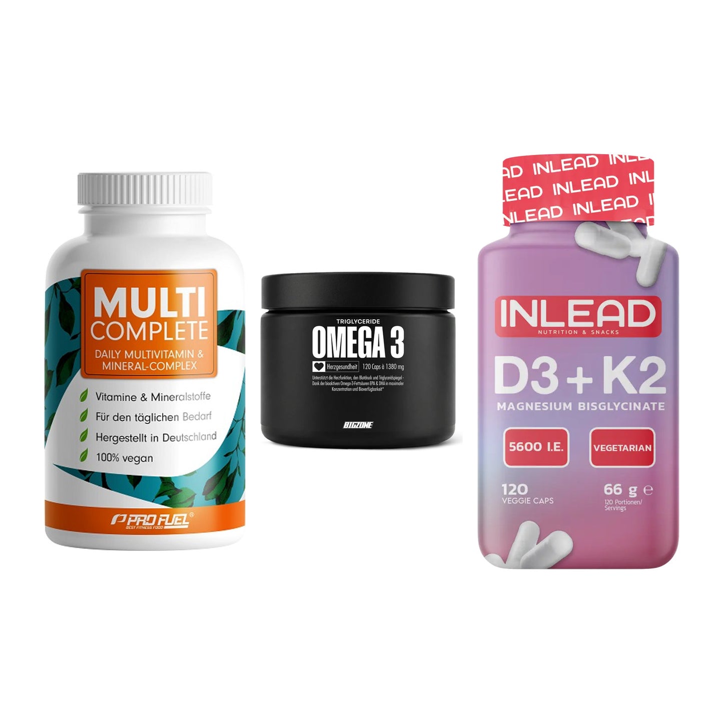 Grundversorgung: ProFuel MULTI + Big Zone Omega + INLEAD Vitamin – alle enthaltenen Artikel