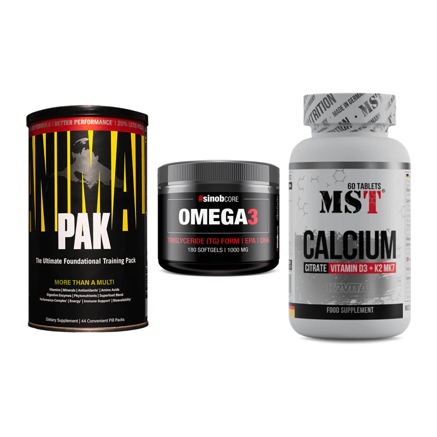 Grundversorgung: Universal + Sinob Omega 3 + MST Calcium – alle enthaltenen Artikel