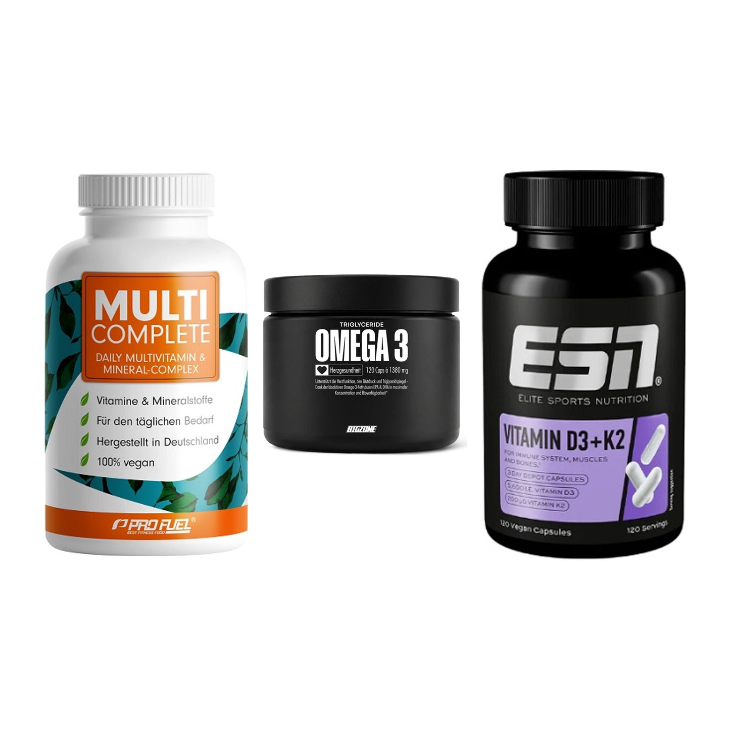 Grundversorgung: ProFuel MULTI + Big Zone Omega + ESN Vitamin D3 – alle enthaltenen Artikel