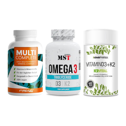 Grundversorgung: ProFuel MULTI + MST Omega 3 500 + Sinob Vitamin – alle enthaltenen Artikel