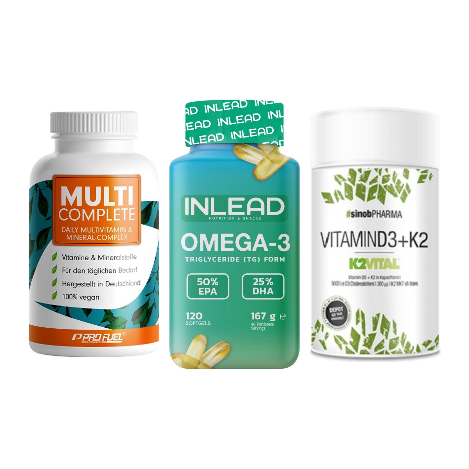 Grundversorgung: ProFuel MULTI + INLEAD Omega-3 + Sinob Vitamin – alle enthaltenen Artikel
