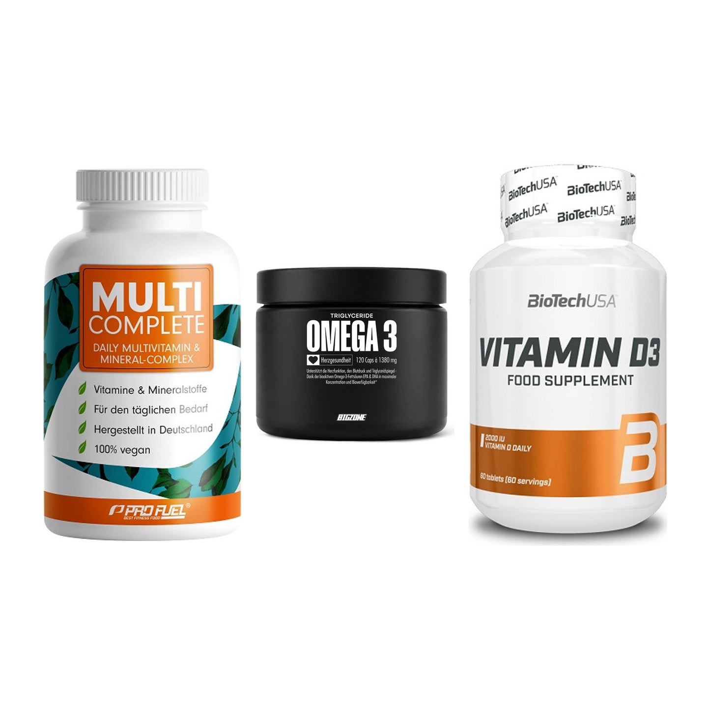 Grundversorgung: ProFuel MULTI + Big Zone Omega + BioTech Vitamin – alle enthaltenen Artikel