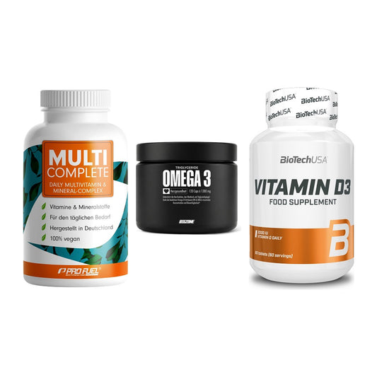 Grundversorgung: ProFuel MULTI + Big Zone Omega + BioTech Vitamin – alle enthaltenen Artikel
