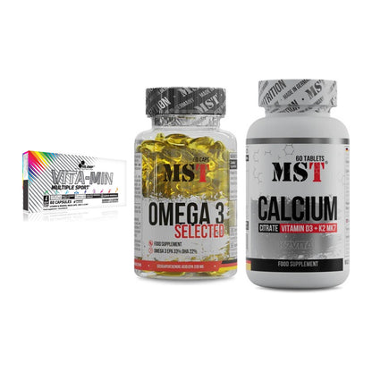 Grundversorgung: Olimp Vita-Min + MST Omega 3 + MST Calcium – alle enthaltenen Artikel