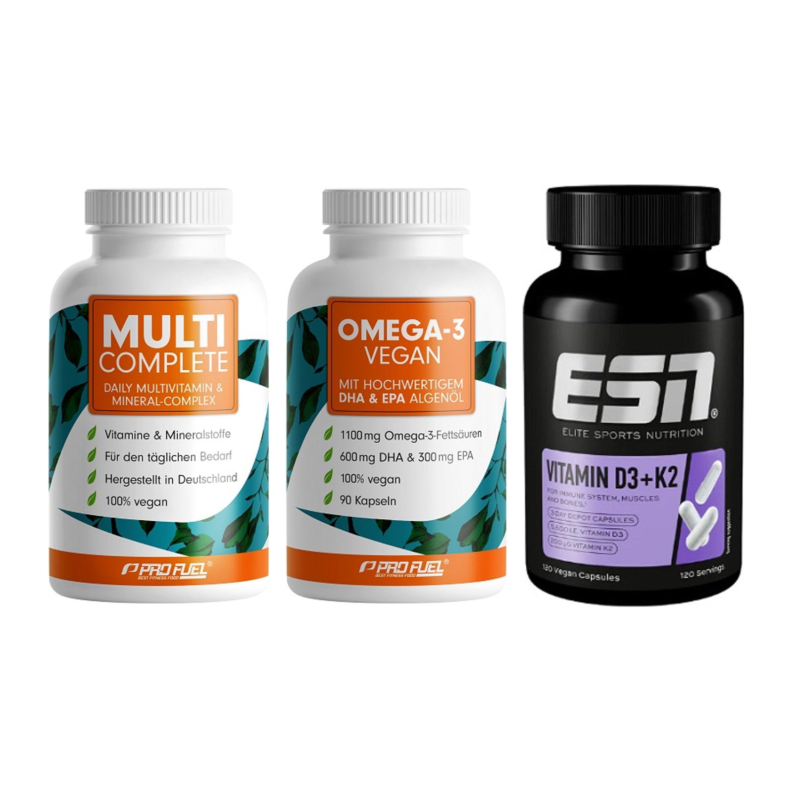 Grundversorgung: ProFuel MULTI + ProFuel Omega 3 + ESN Vitamin D3 – alle enthaltenen Artikel