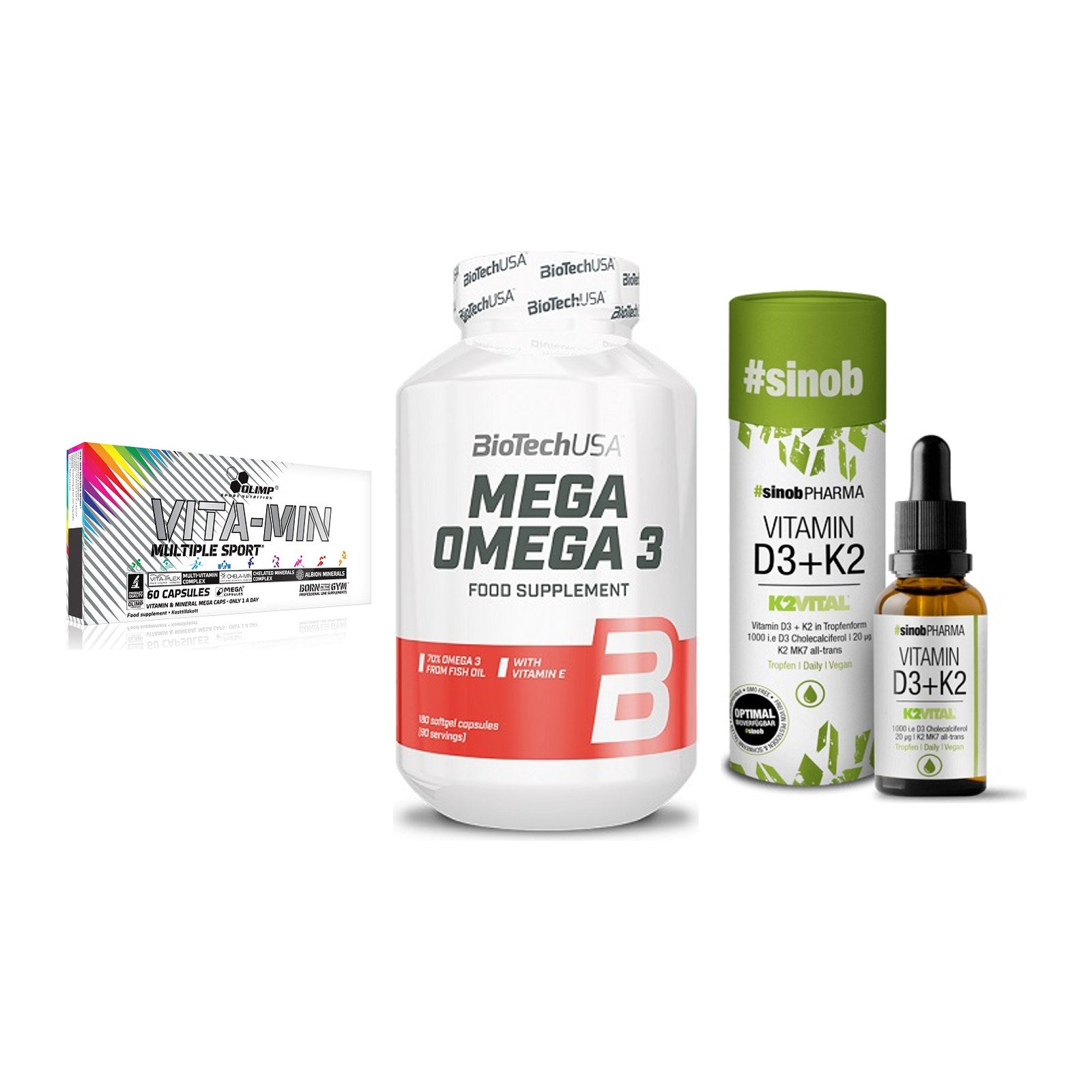 Grundversorgung: Olimp Vita-Min + BioTech Mega + Sinob Vitamin – alle enthaltenen Artikel