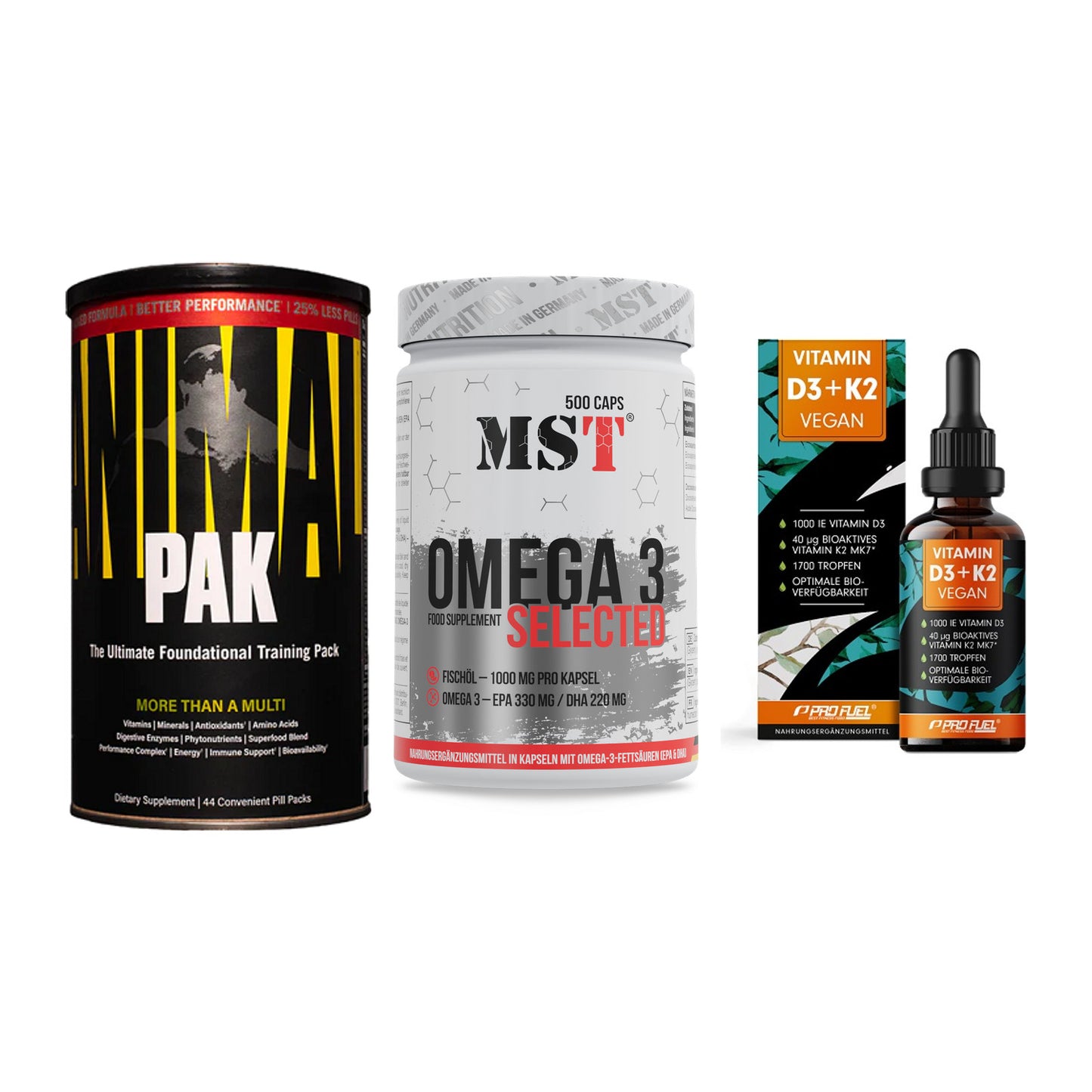 Grundversorgung: Universal + MST Omega 3 + ProFuel Vitamin – alle enthaltenen Artikel