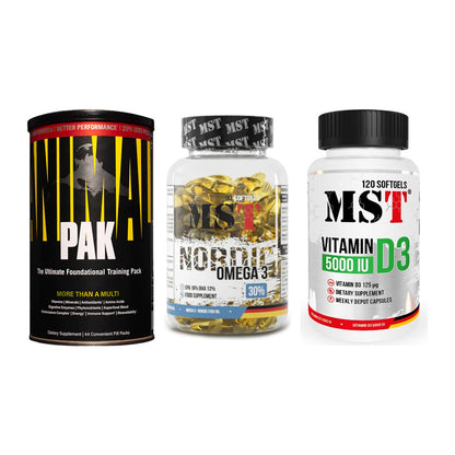 Grundversorgung: Universal + MST Omega 3 + MST Vitamin D3 – alle enthaltenen Artikel