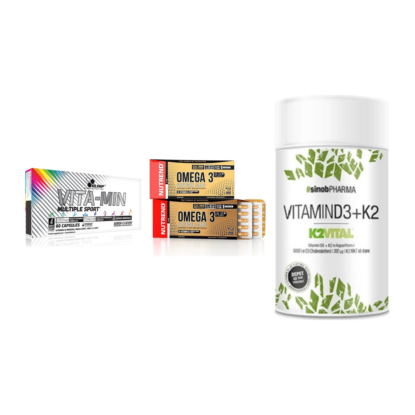 Grundversorgung: Olimp Vita-Min + Nutrend Omega 3 + Sinob Vitamin – alle enthaltenen Artikel