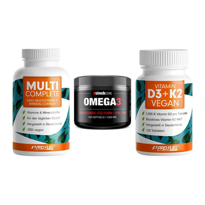Grundversorgung: ProFuel MULTI + Sinob Omega 3 + ProFuel Vitamin – alle enthaltenen Artikel