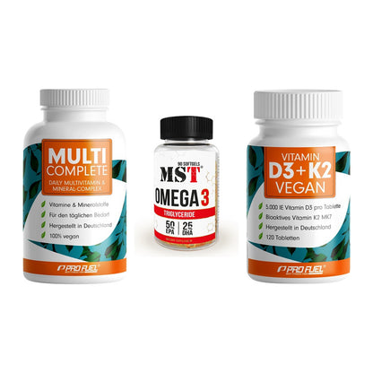 Grundversorgung: ProFuel MULTI + MST Omega 3 + ProFuel Vitamin – alle enthaltenen Artikel