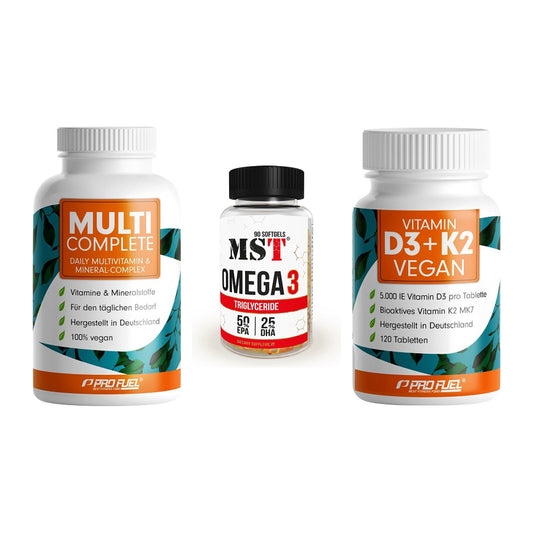 Grundversorgung: ProFuel MULTI + MST Omega 3 + ProFuel Vitamin – alle enthaltenen Artikel