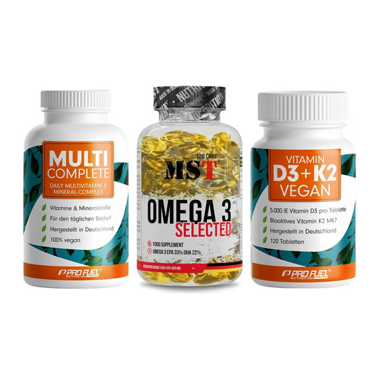 Grundversorgung: ProFuel MULTI + MST Omega 3 + ProFuel Vitamin – alle enthaltenen Artikel