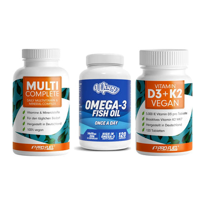 Grundversorgung: ProFuel MULTI + Wispy Omega 3 + ProFuel Vitamin – alle enthaltenen Artikel