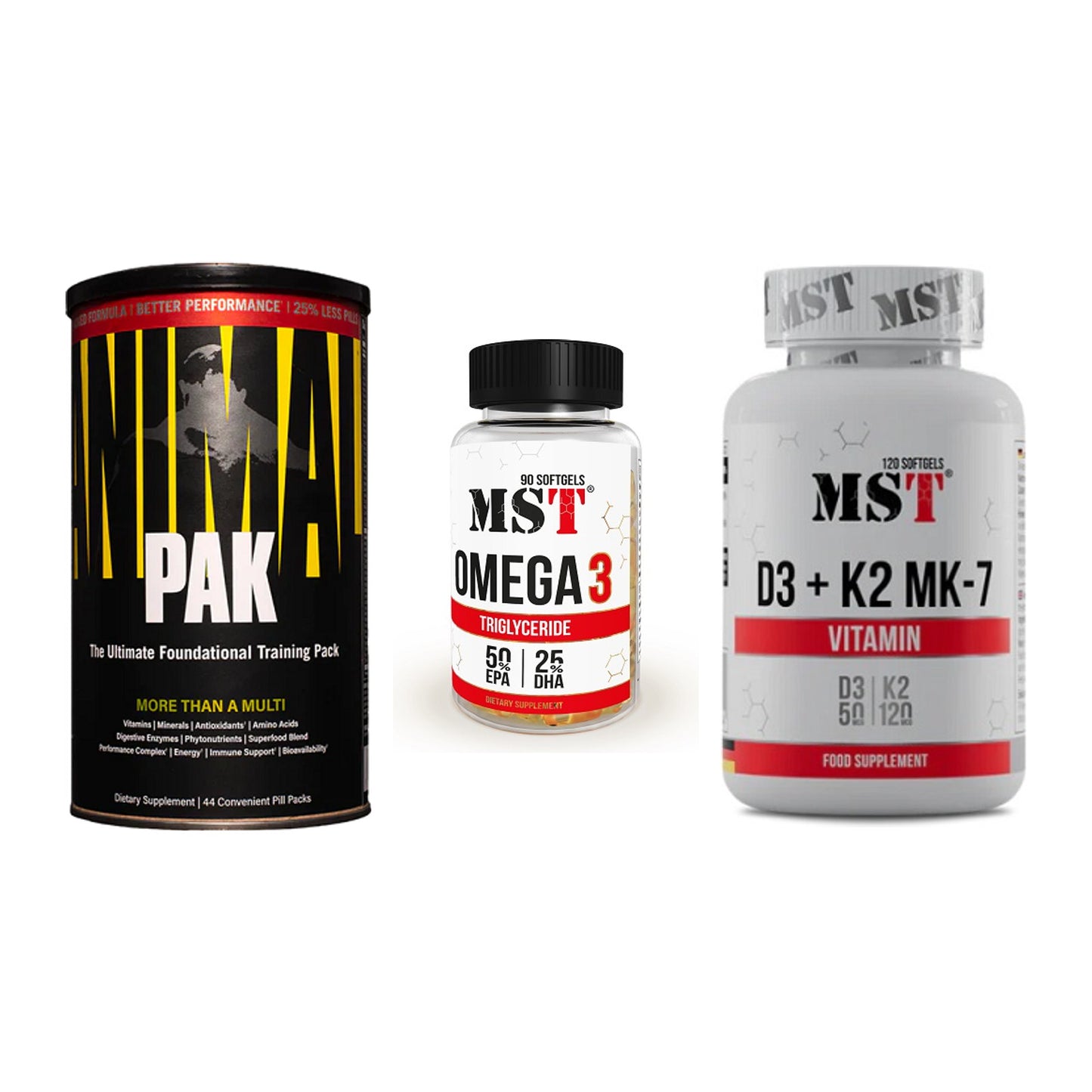 Grundversorgung: Universal + MST Omega 3 + MST Vitamin D3 – alle enthaltenen Artikel