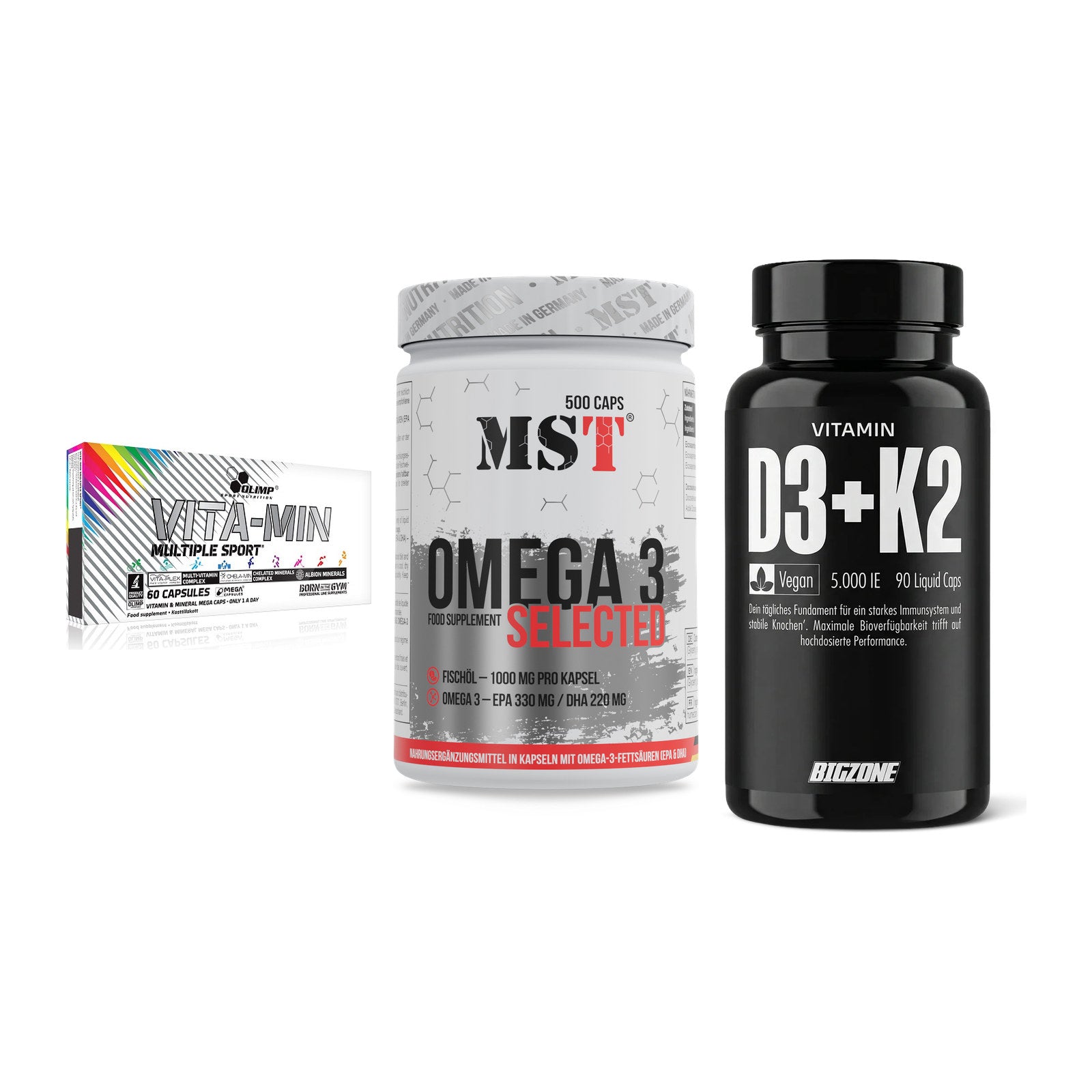 Grundversorgung: Olimp Vita-Min + MST Omega 3 + Big Zone – alle enthaltenen Artikel