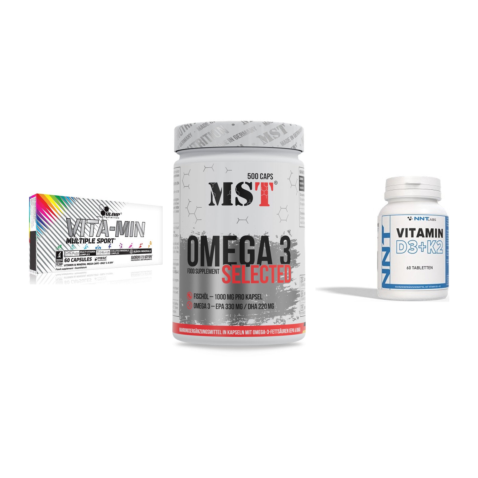 Grundversorgung: Olimp Vita-Min + MST Omega 3 + NNT Vitamin – alle enthaltenen Artikel