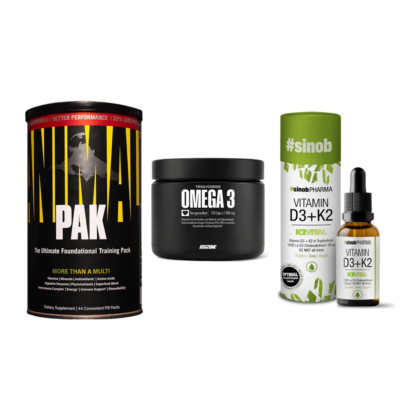 Grundversorgung: Universal + Big Zone Omega + Sinob Vitamin – alle enthaltenen Artikel