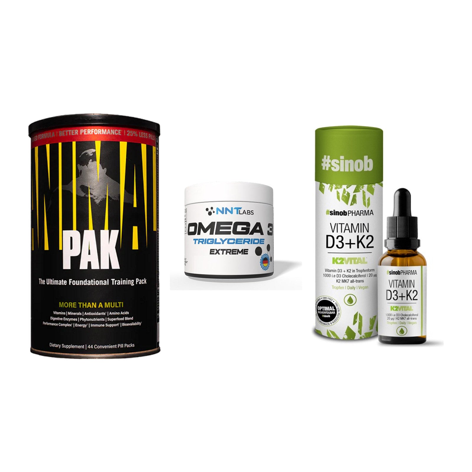 Grundversorgung: Universal + NNT Omega 3 + Sinob Vitamin – alle enthaltenen Artikel