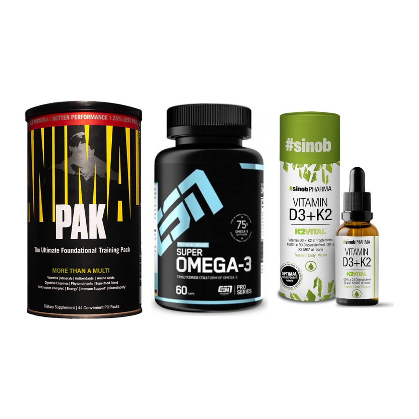 Grundversorgung: Universal + ESN Omega 3 + Sinob Vitamin – alle enthaltenen Artikel