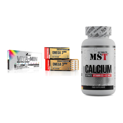 Grundversorgung: Olimp Vita-Min + Nutrend Omega 3 + MST Calcium – alle enthaltenen Artikel