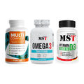 Grundversorgung: ProFuel MULTI + MST Omega 3 500 + MST Vitamin D3 – alle enthaltenen Artikel