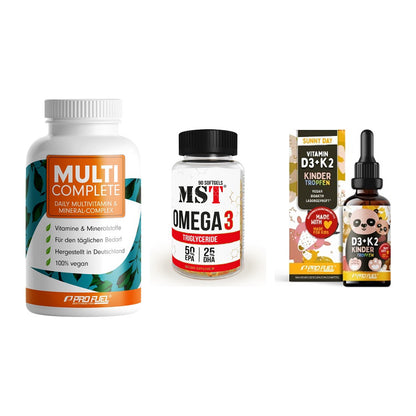 Grundversorgung: ProFuel MULTI + MST Omega 3 + ProFuel VITAMIN – alle enthaltenen Artikel