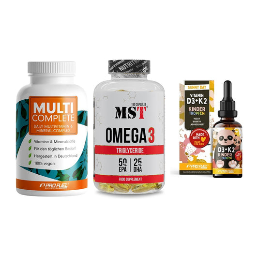 Grundversorgung: ProFuel MULTI + MST Omega 3 + ProFuel VITAMIN – alle enthaltenen Artikel