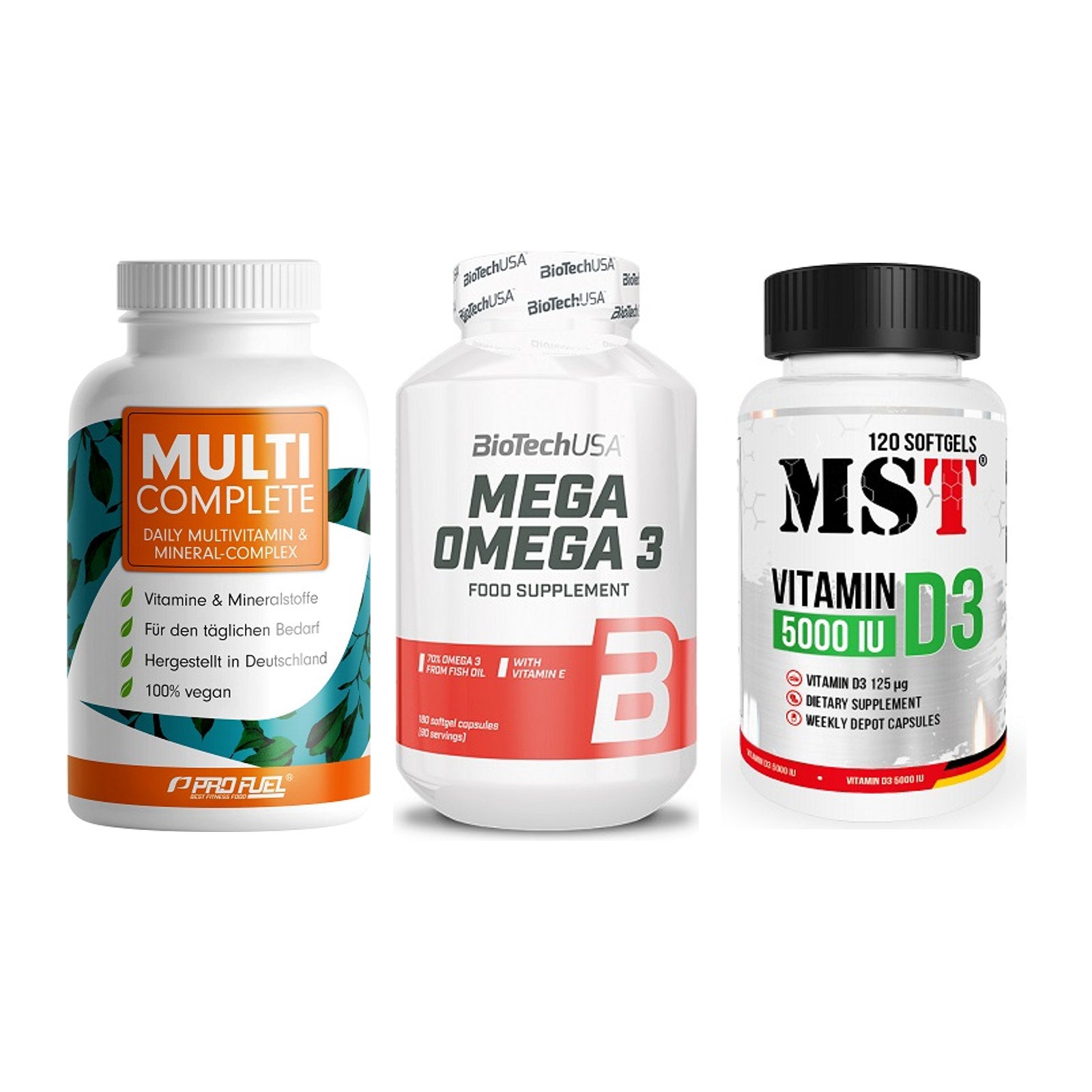 Grundversorgung: ProFuel MULTI + BioTech Mega + MST Vitamin D3 – alle enthaltenen Artikel